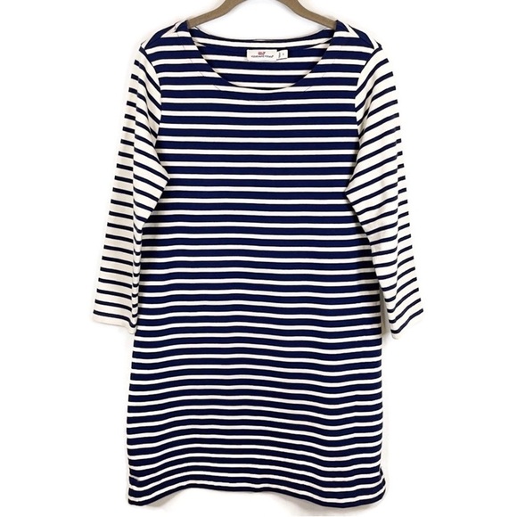 Vineyard Vines Dresses & Skirts - Vineyard Vines Navy Blue and White Mixed Stripe Knit Dress Size S